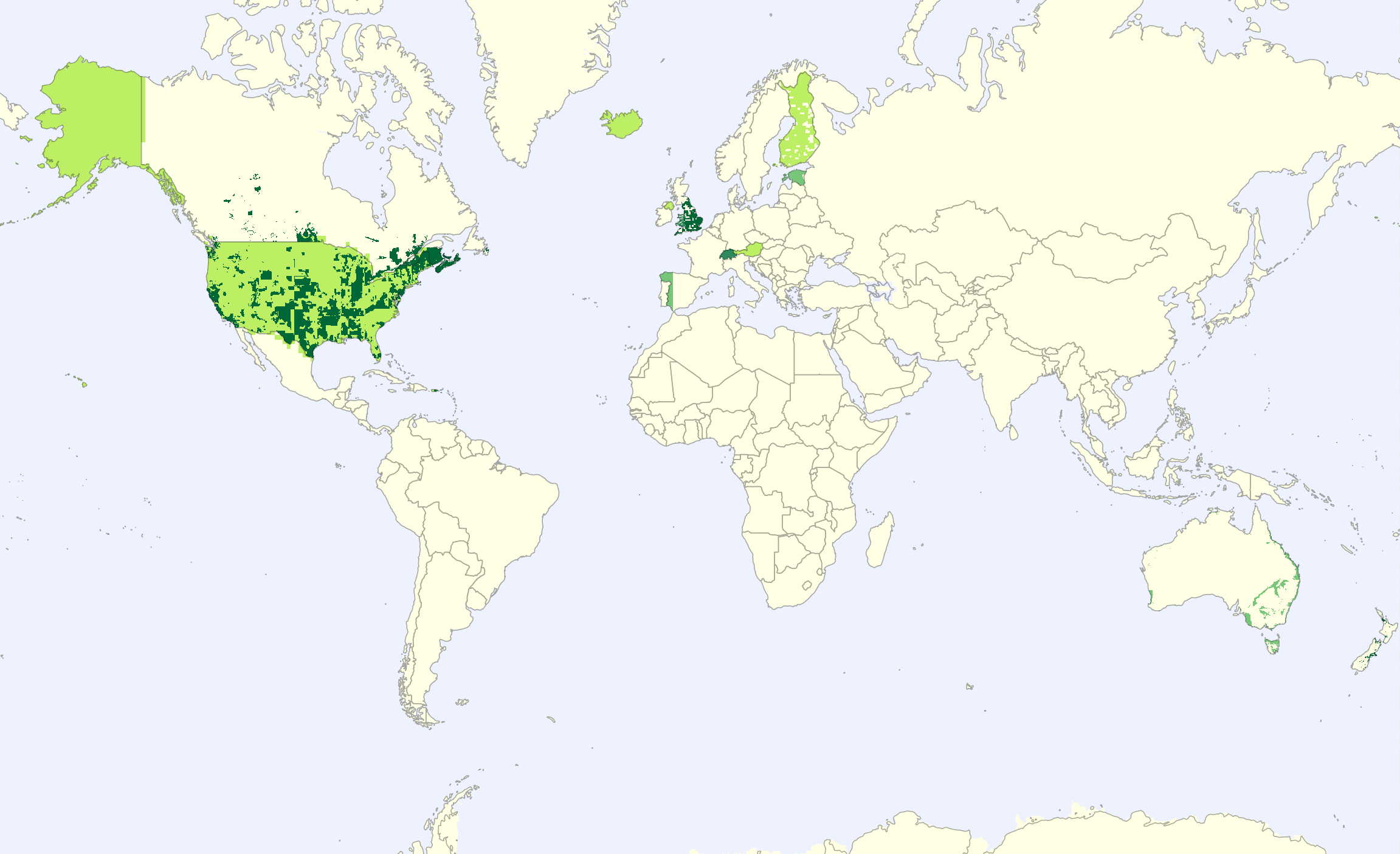 Global coverage map.